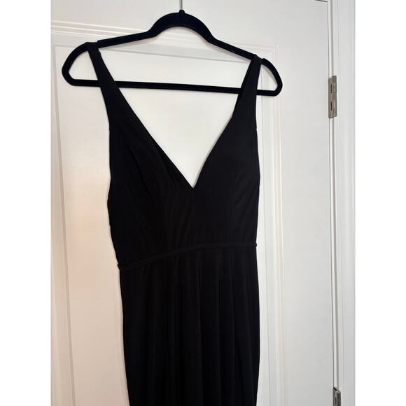 IEENA FOR MAC DUGGAL Black Plunge Neck High Slit Gown Dress Size 4 Formal - Picture 14 of 14